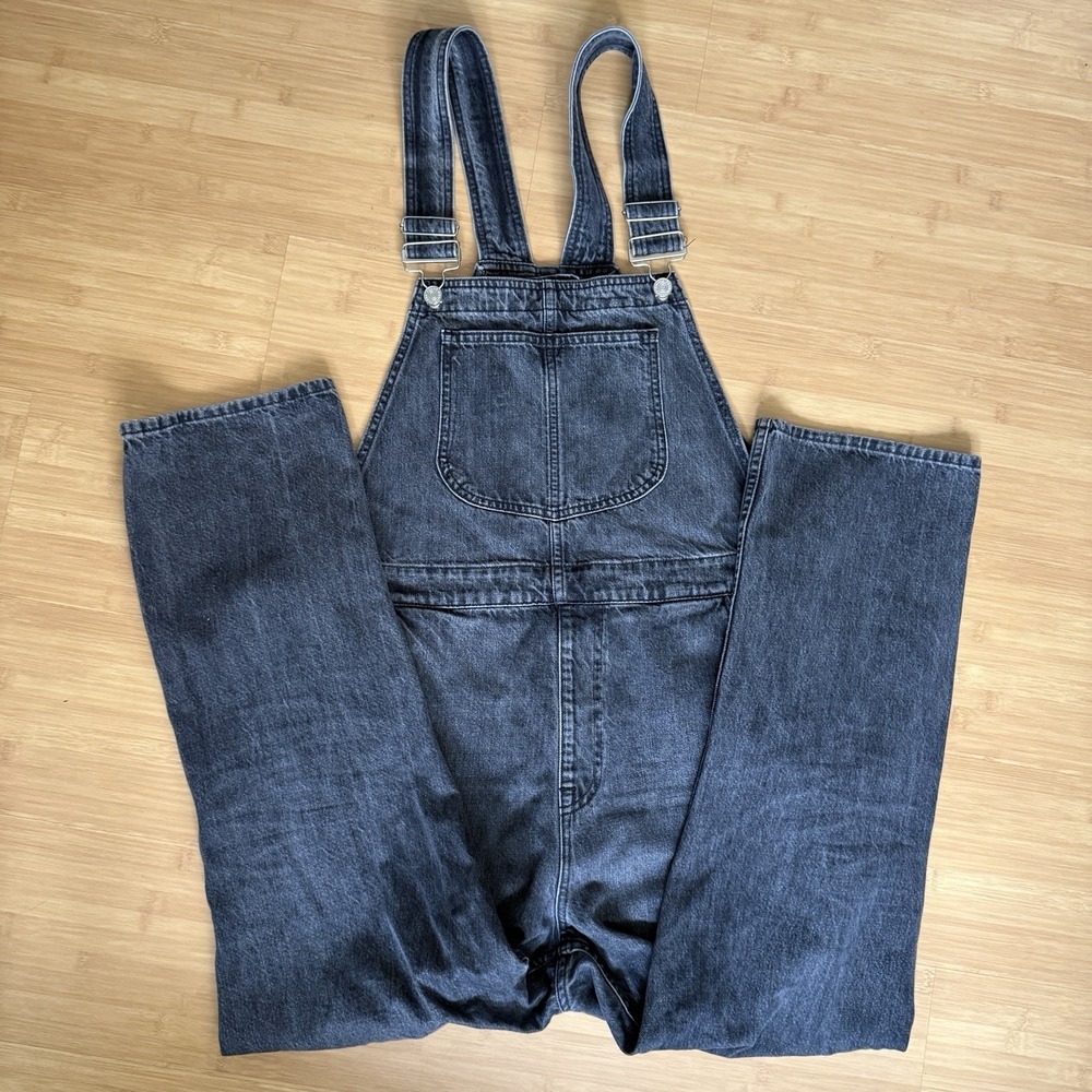 Frame Denim Classic Straight Leg Overalls Size Large Faded Blackwater Wash EUC
